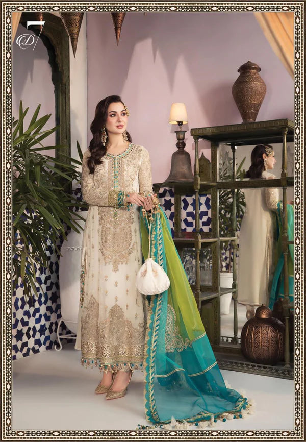 Maria B Embroidered Unstitched 3 Piece Chiffon Suit - Party Wear