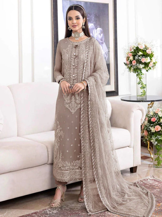 Asim Jofa Chiffon Embroidered 3 Piece Unstitched Suit AJJMC-D20-23 -Party Wear