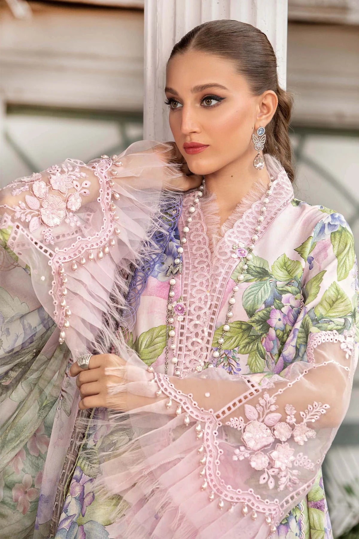 Maria B MPrint Pink Lawn Collection Replica