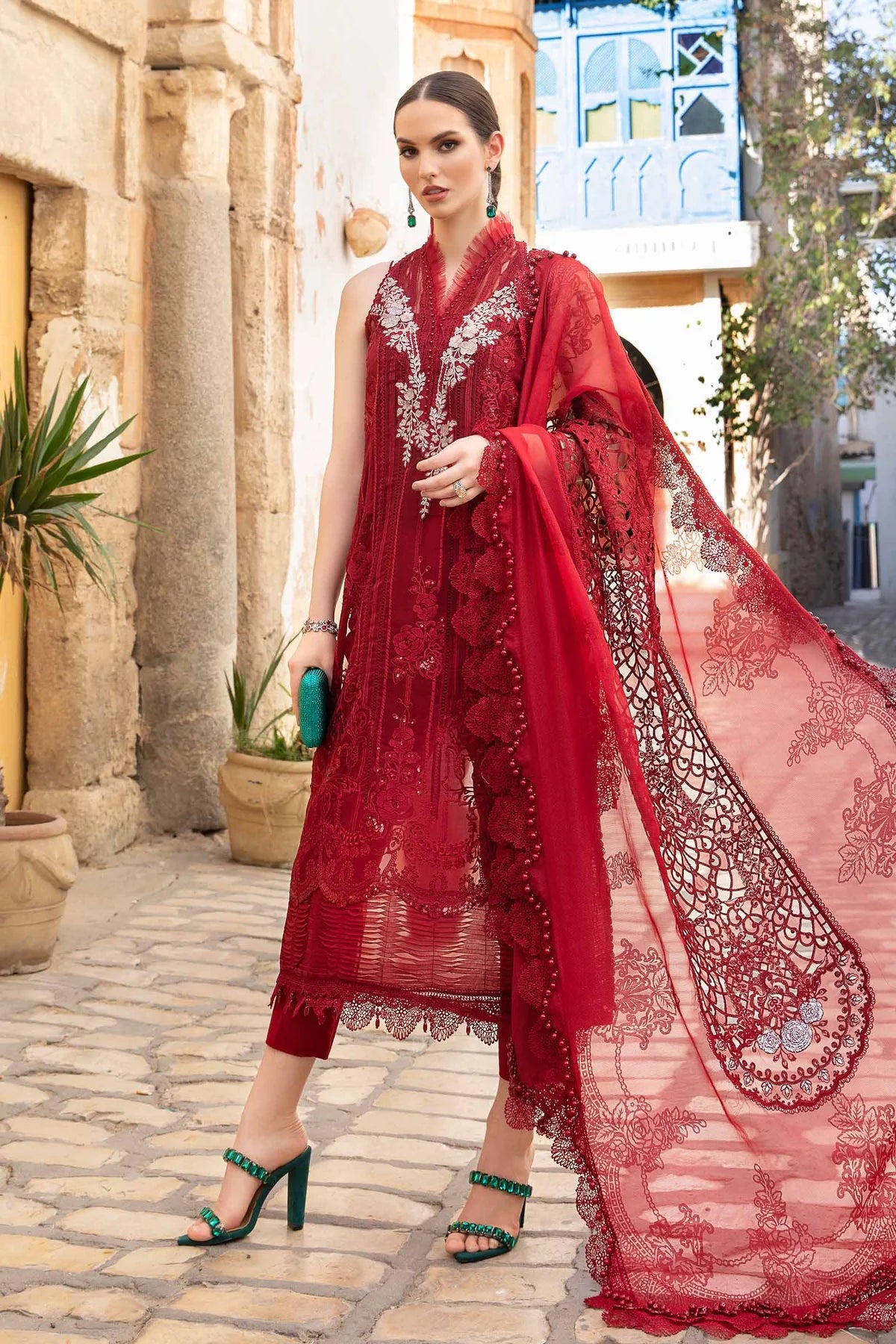 Maria B MSB-2401 Embroidered Organza 3 Piece Suit Unstitched