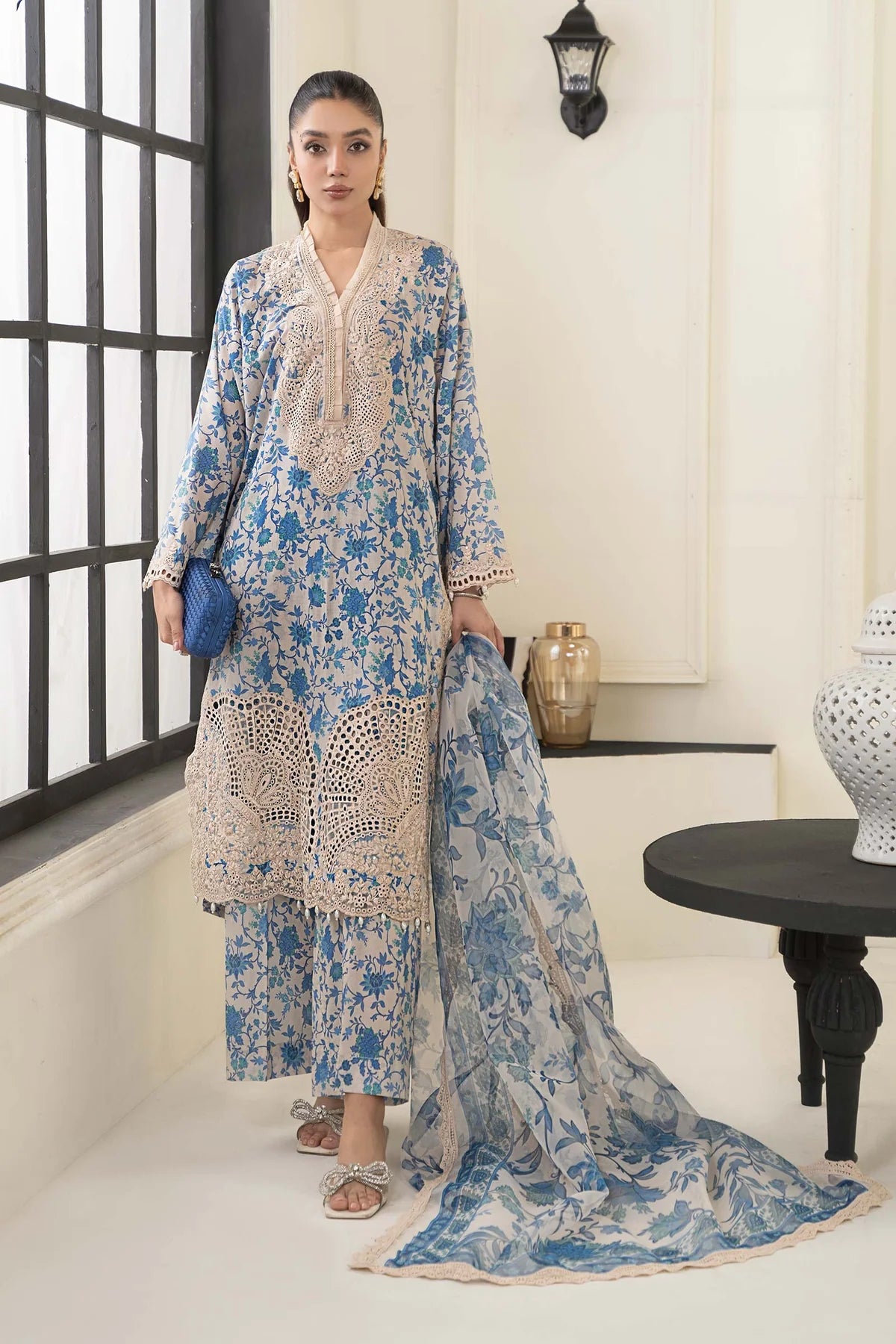 Maria B Sky Blue Digital Embroidered 3 Piece DW-EF24-108