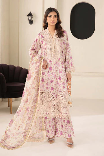 Maria B Embroidered Lawn 3 Piece Unstitched Suit DW-EF24-108