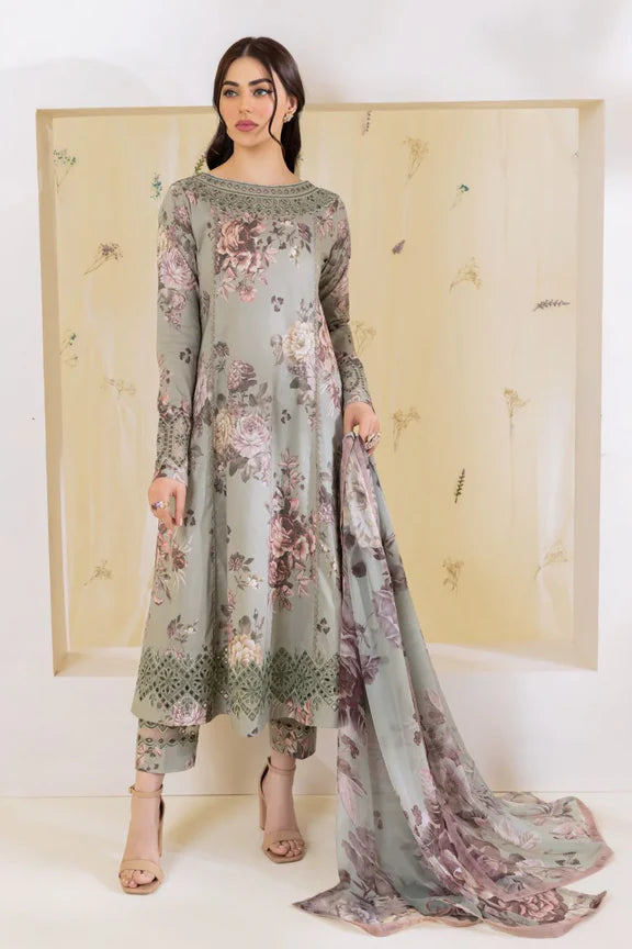 Iznik 3d Print Embroidered Lawn Unstitched Party Wear