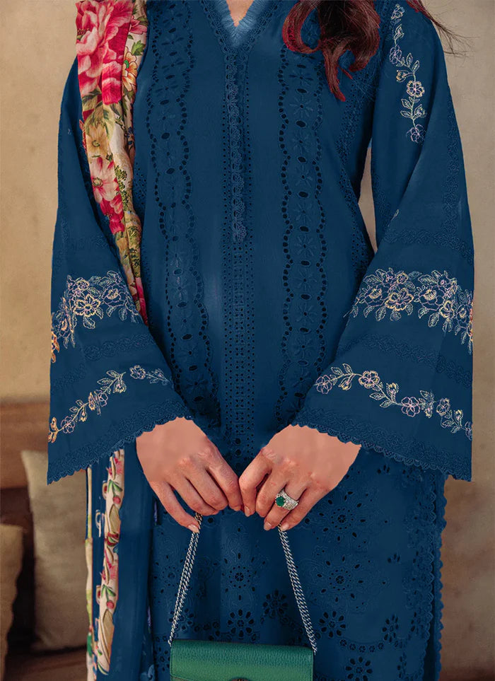 Saira Rizwan Blue Luxury Chikankari Lawn Collection 3 PCS