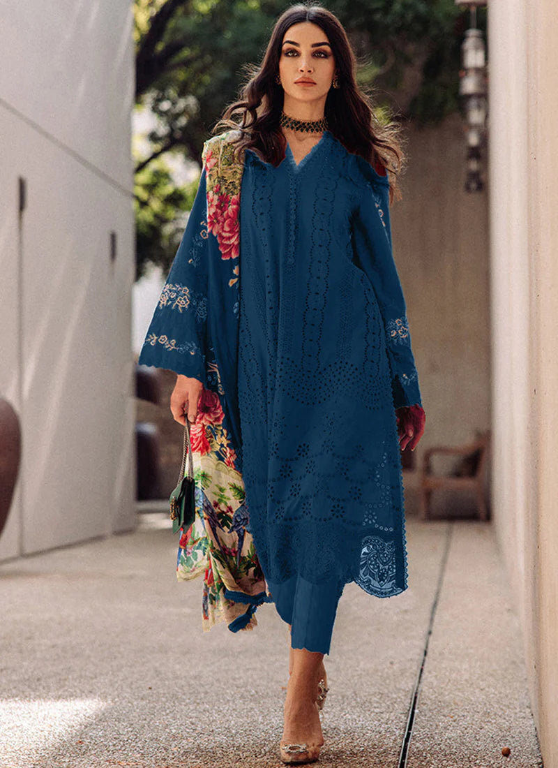 Saira Rizwan Blue Luxury Chikankari Lawn Collection 3 PCS