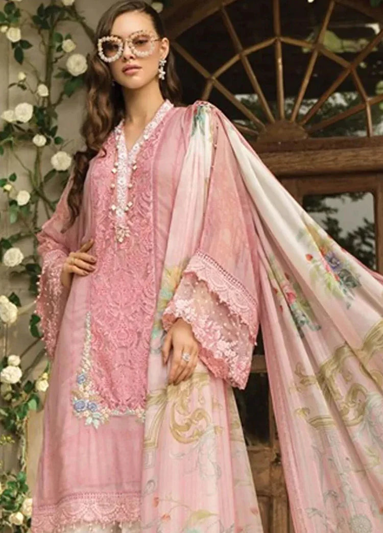 Maria B Pink Luxury Lawn 3 Piece Unstitched Suit MBL-D-606