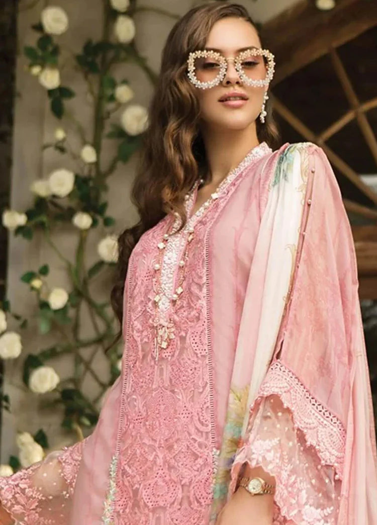 Maria B Pink Luxury Lawn 3 Piece Unstitched Suit MBL-D-606