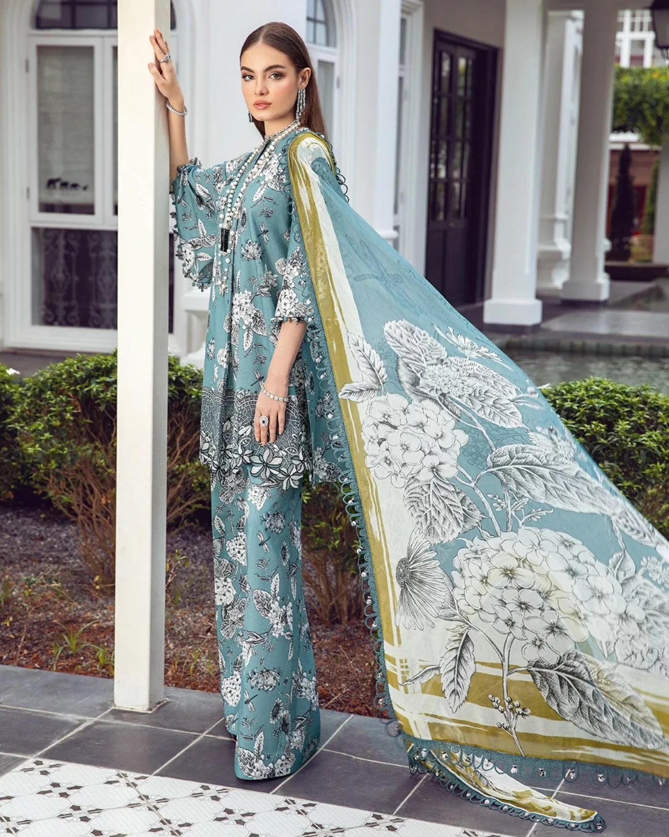 Maria B Embroidered Lawn 3 Piece Unstitched Suit MBL-MPT-1908-B-23