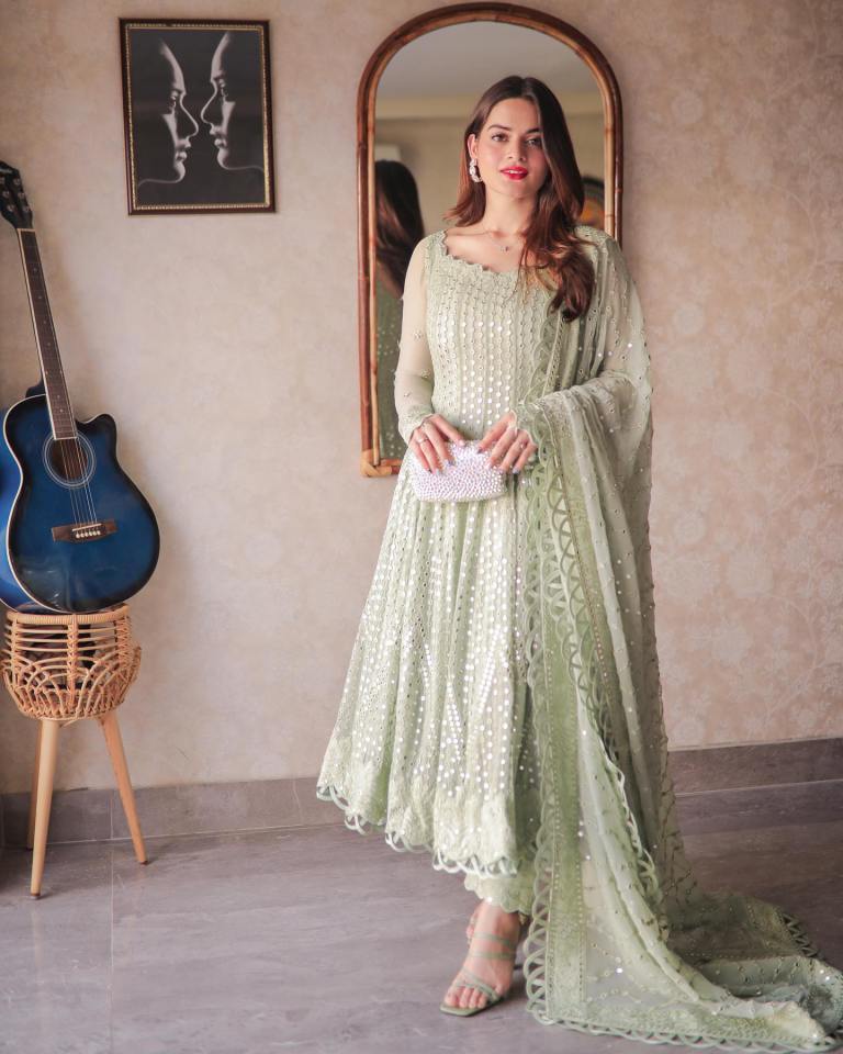 Asim Jofa Pista Green Bridal Collection Chiffon Replica