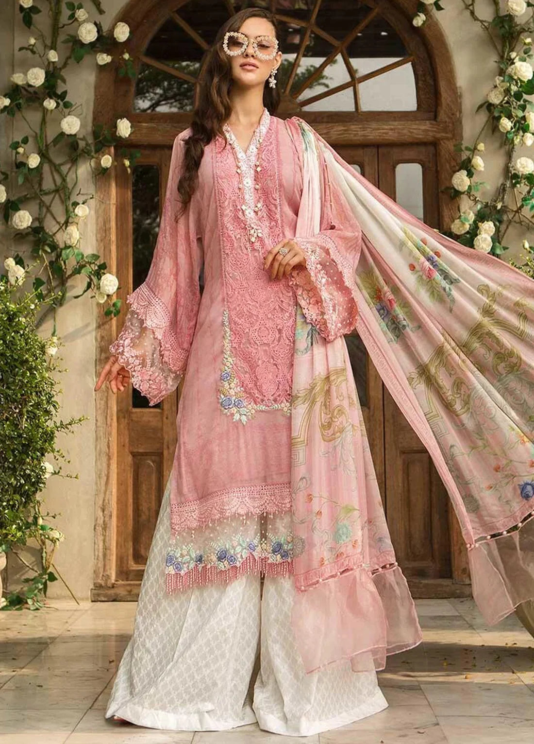 Maria B Pink Luxury Lawn 3 Piece Unstitched Suit MBL-D-606